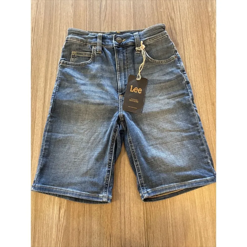 Lee Shorts Womens 25 Bermuda Denim Jean Medium Blue Wash 100% Cotton Made n USA